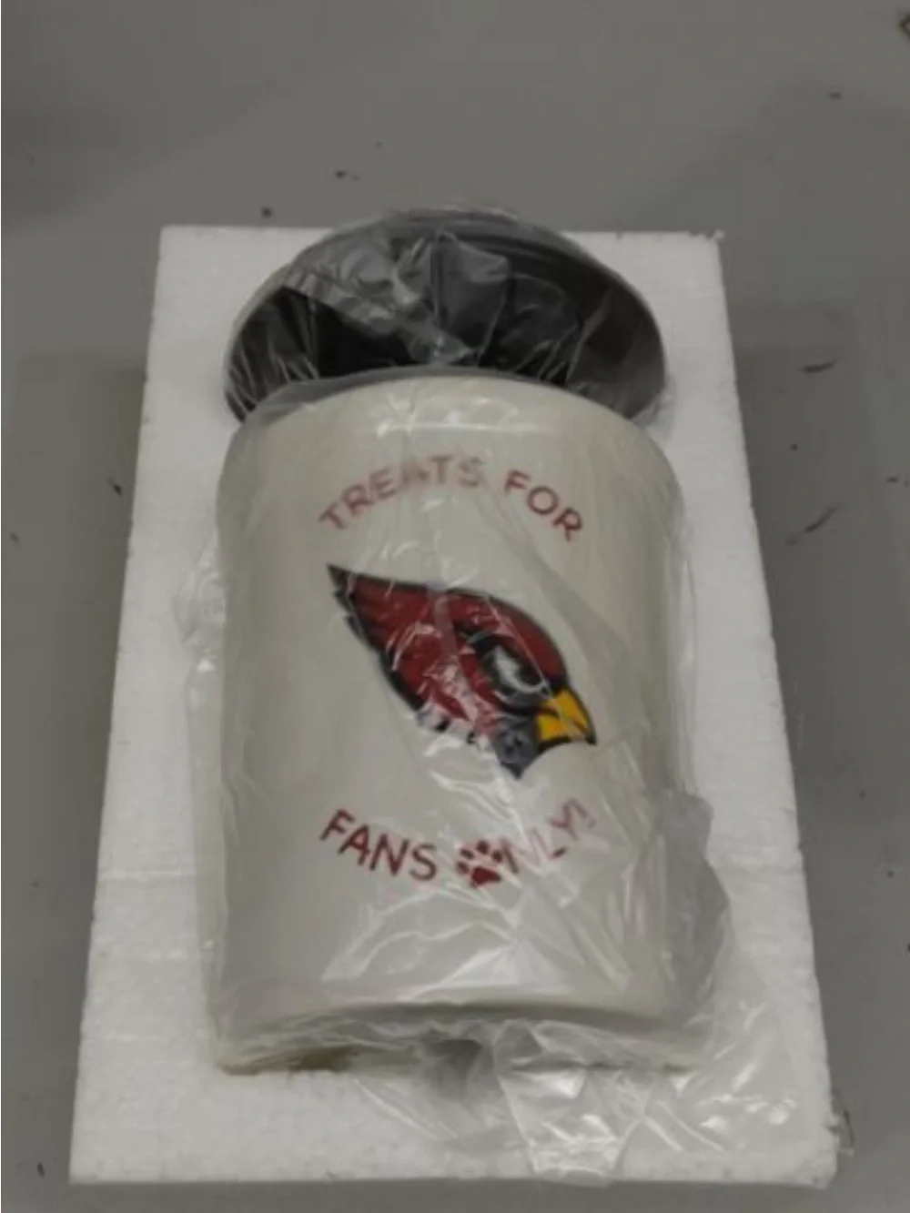 Arizona Cardinals White & Black Pet Treat Jar - Team Logo